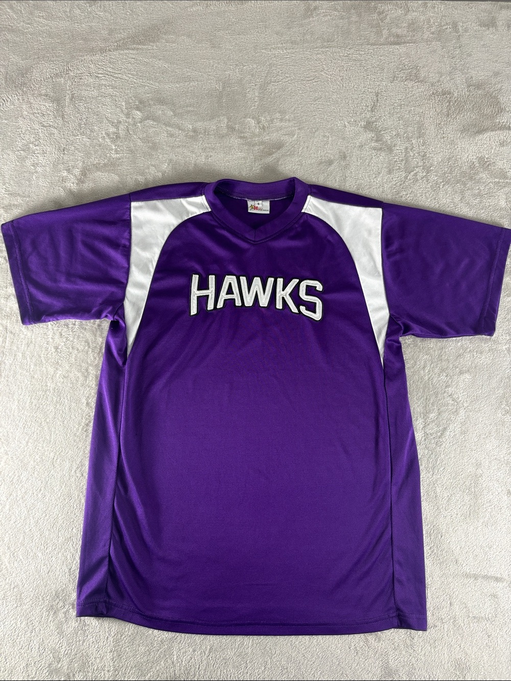 HAWKS Purple Athletic Jersey Shirt Men's Size small Activewear Sports Tee
